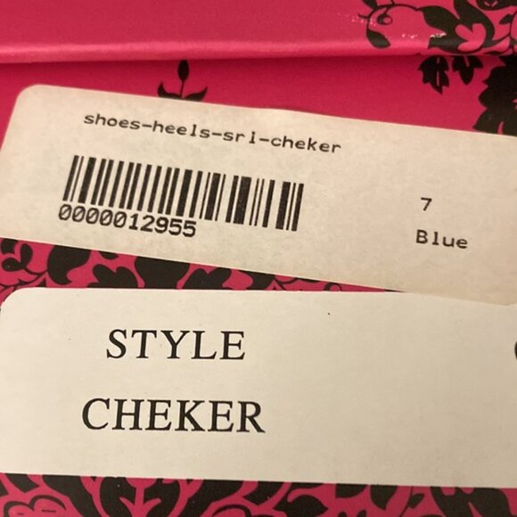 BLUE BROCADE STILETTO PLATFORM HEELS SHOES SIZE 7 M (SHOE REPUBLIC - CHEKER) - Picture 5 of 5